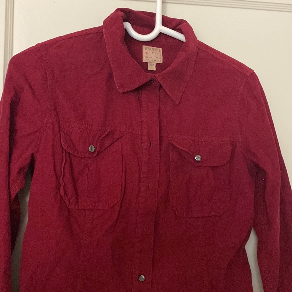Guess Red Button Down Size: S - image 2